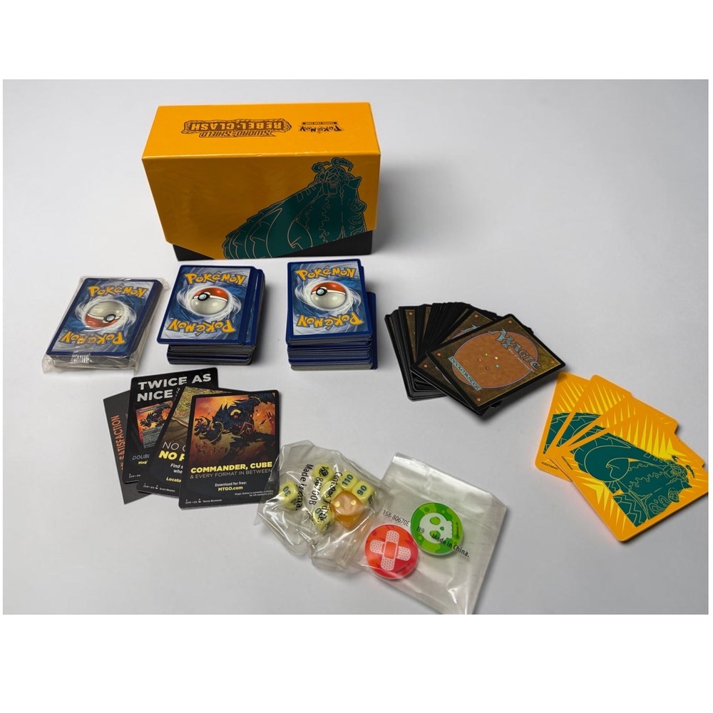 Pokemon Rebel Clash ETB Box with Pokemon and Magic The Gathering Card Lot